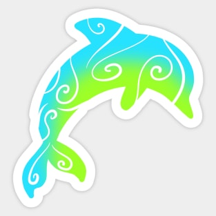 Blue And Green Dolphin Sticker